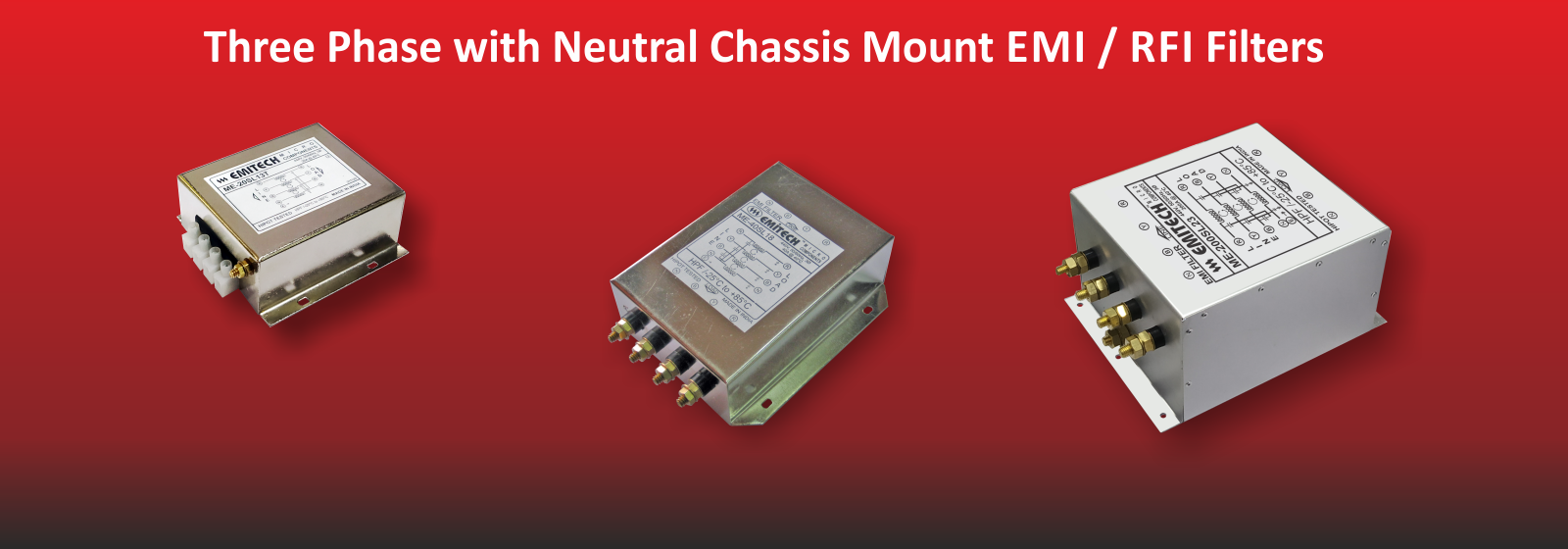 Three Phase with neutral Chassis Mount EMI Filter
